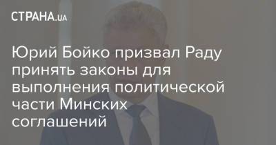 Юрий Бойко - Юрий Бойко призвал Раду принять законы для выполнения политической части Минских соглашений - strana.ua - Украина - Донбасс