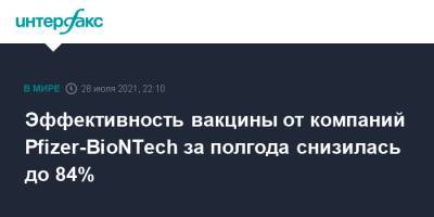 Эффективность вакцины от компаний Pfizer-BioNTech за полгода снизилась до 84% - interfax.ru - Москва - США