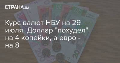 Курс валют НБУ на 29 июля. Доллар "похудел" на 4 копейки, а евро - на 8 - strana.ua - Украина