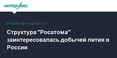 Структура "Росатома" заинтересовалась добычей лития в России - interfax.ru - Москва - Россия - Иркутская обл. - Мурманская обл.
