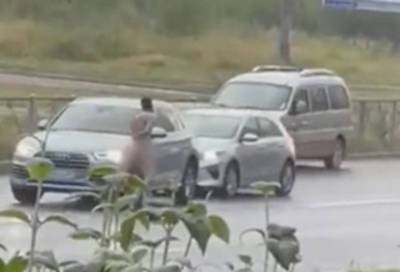 Обнаженный мужчина кидался на машины в Петербурге - online47.ru - Санкт-Петербург - с. Видео