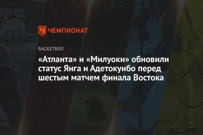 Яннис Адетокунбо - «Атланта» и «Милуоки» обновили статус Янга и Адетокунбо перед шестым матчем финала Востока - championat.com