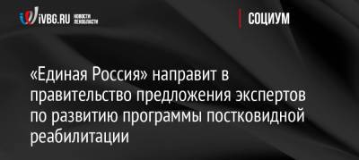 Владимир Путин - «Единая Россия» направит в правительство предложения экспертов по развитию программы постковидной реабилитации - ivbg.ru - Россия - Украина - Ленинградская обл.