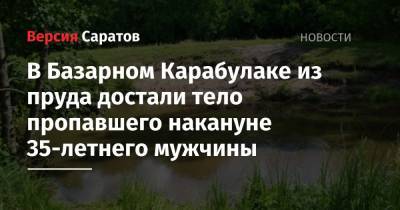 В Базарном Карабулаке из пруда достали тело пропавшего накануне 35-летнего мужчины - nversia.ru - Саратовская обл. - район Калининский