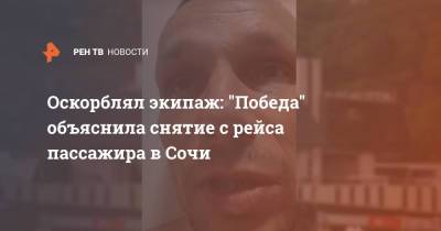 Оскорблял экипаж: "Победа" объяснила снятие с рейса пассажира в Сочи - ren.tv - Сочи - Красноярск
