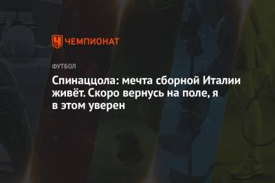 Роберто Манчини - Спинаццола: мечта сборной Италии живёт. Скоро вернусь на поле, я в этом уверен - championat.com - Бельгия - Италия - Испания