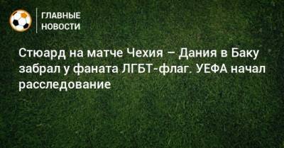 Стюард на матче Чехия – Дания в Баку забрал у фаната ЛГБТ-флаг. УЕФА начал расследование - bombardir.ru - Украина - Чехия - Дания - Баку