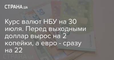 Курс валют НБУ на 30 июля. Перед выходными доллар вырос на 2 копейки, а евро - сразу на 22 - strana.ua - Украина