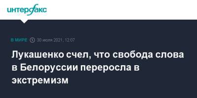 Александр Лукашенко - Лукашенко счел, что свобода слова в Белоруссии переросла в экстремизм - interfax.ru - Москва - Белоруссия