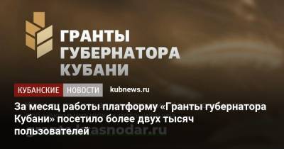 Игорь Чагаев - За месяц работы платформу «Гранты губернатора Кубани» посетило более двух тысяч пользователей - kubnews.ru - Краснодарский край