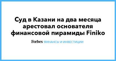 Суд в Казани на два месяца арестовал основателя финансовой пирамиды Finiko - forbes.ru - Россия - Турция - Казань