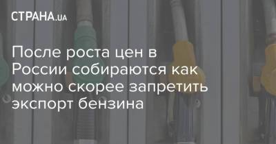 Николай Шульгинов - После роста цен в России собираются как можно скорее запретить экспорт бензина - strana.ua - Россия - Украина