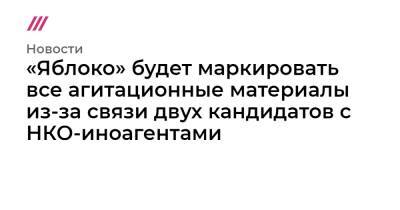 Андрей Пивоваров - «Яблоко» будет маркировать все агитационные материалы из-за связи двух кандидатов с НКО-иноагентами - tvrain.ru - Санкт-Петербург