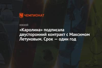 «Каролина» подписала двусторонний контракт с Максимом Летуновым. Срок — один год - championat.com - Сан-Хосе