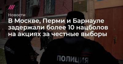 В Москве, Перми и Барнауле задержали более 10 нацболов на акциях за честные выборы - tvrain.ru - Москва - Россия - Пермь - Барнаул