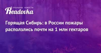 Горящая Сибирь: в России пожары расползлись почти на 1 млн гектаров - readovka.ru - Россия - Красноярский край - Иркутская обл. - Челябинская обл. - респ. Коми - Хабаровский край - Приморье край - респ. Саха - Вологодская обл. - Чукотка - республика Карелия