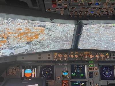 Град разбил лобовое стекло самолёта, летевшего из Челябинска в Москву - u24.ru - Москва - Челябинск