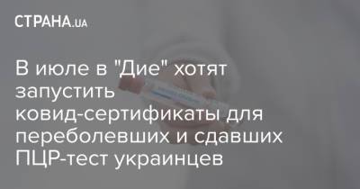 В июле в "Дие" хотят запустить ковид-сертификаты для переболевших и сдавших ПЦР-тест украинцев - strana.ua - Украина