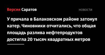 У причала в Балаковском районе затонул катер. Чиновники отчитались, что общая площадь разлива нефтепродуктов достигла 20 тысяч квадратных метров - nversia.ru
