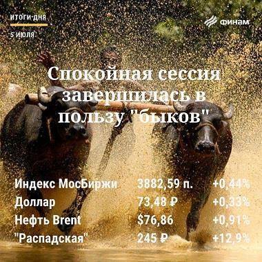 Итоги понедельника, 5 июля: Отсутствие американских игроков и крепкая нефть помогли индексу МосБиржи установить новый максимум - smartmoney.one - Россия