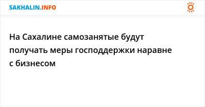 На Сахалине самозанятые будут получать меры господдержки наравне с бизнесом - sakhalin.info