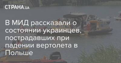 Олег Николенко - В МИД рассказали о состоянии украинцев, пострадавших при падении вертолета в Польше - strana.ua - Украина - Польша - Гданьск