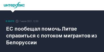 Шарль Мишель - Ингрида Шимоните - ЕС пообещал помочь Литве справиться с потоком мигрантов из Белоруссии - interfax.ru - Москва - Белоруссия - Литва