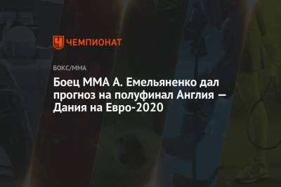 Александр Емельяненко - Ян Де-Врис - На Евро - Боец MMA А. Емельяненко дал прогноз на полуфинал Англия — Дания на Евро-2020 - championat.com - Россия - Англия - Лондон - Дания - Голландия