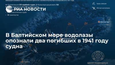 Водолазы идентифицировали два судна, погибших во время Таллинского прорыва 1941 года - ria.ru - Москва - Россия - Санкт-Петербург - Эстония - Балтийское Море