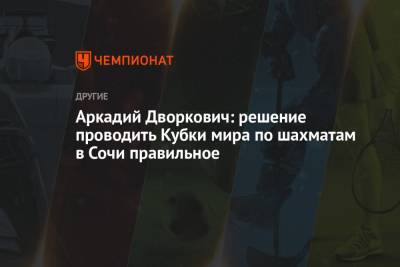 Аркадий Дворкович - Аркадий Дворкович: решение проводить Кубки мира по шахматам в Сочи правильное - championat.com - Сочи