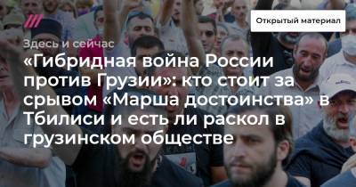 «Гибридная война России против Грузии»: кто стоит за срывом «Марша достоинства» в Тбилиси и есть ли раскол в грузинском обществе - tvrain.ru - Россия - Грузия - Тбилиси