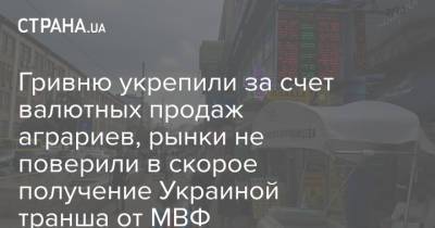Гривню укрепили за счет валютных продаж аграриев, рынки не поверили в скорое получение Украиной транша от МВФ - strana.ua - Украина