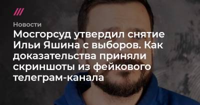 Илья Яшин - Мосгорсуд утвердил снятие Ильи Яшина с выборов. Как доказательства приняли скриншоты из фейкового телеграм-канала - tvrain.ru