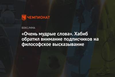 Хабиб Нурмагомедов - Джастин Гэтжи - «Очень мудрые слова». Хабиб обратил внимание подписчиков на философское высказывание - championat.com - Россия