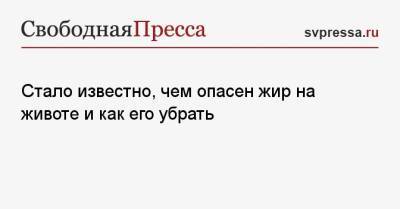 Стало известно, чем опасен жир на животе и как его убрать - svpressa.ru
