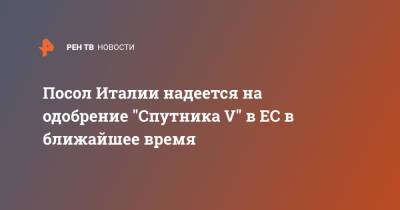 Паскуале Терраччано - Посол Италии надеется на одобрение "Спутника V" в ЕС в ближайшее время - ren.tv - Москва - Россия - Италия