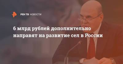 Михаил Мишустин - 6 млрд рублей дополнительно направят на развитие сел в России - ren.tv - Россия