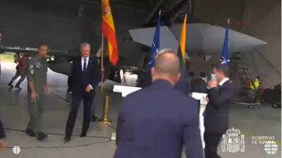 Гитанас Науседа - Педро Санчес - Пресс-конференцию на базе НАТО «прервал российский самолет» - anna-news.info - Россия - Литва - Испания