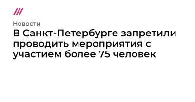 Александр Беглов - В Санкт-Петербурге запретили проводить мероприятия с участием более 75 человек - tvrain.ru - Санкт-Петербург