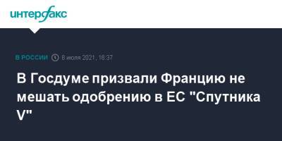 Вячеслав Володин - Клеман Бон - В Госдуме призвали Францию не мешать одобрению в ЕС "Спутника V" - interfax.ru - Москва - Россия - Китай - Франция