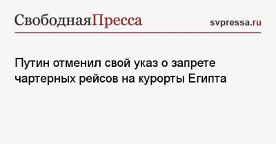 Владимир Путин - Путин отменил свой указ о запрете чартерных рейсов на курорты Египта - svpressa.ru - Россия - Египет - Вьетнам - Каир