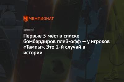 Бэй Лайтнинг - Никита Кучеров - Виктор Хедман - Первые 5 мест в списке бомбардиров плей-офф — у игроков «Тампы». Это 2-й случай в истории - championat.com - Бостон