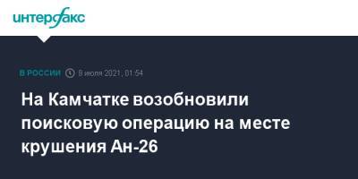 На Камчатке возобновили поисковую операцию на месте крушения Ан-26 - interfax.ru - Москва - Россия - Петропавловск-Камчатский