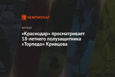 Никита Кривцов - «Краснодар» просматривает 18-летнего полузащитника «Торпедо» Кривцова - championat.com - Краснодар