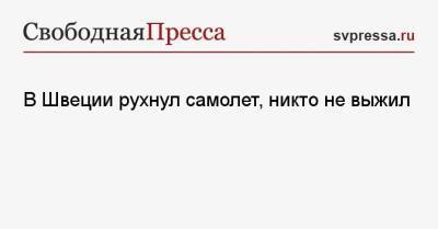 В Швеции рухнул самолет, никто не выжил - svpressa.ru - Швеция
