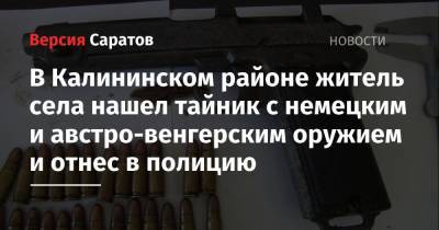 Дмитрий Шевченко - В Калининском районе житель села нашел тайник с немецким и австро-венгерским оружием и отнес в полицию - nversia.ru - Саратовская обл. - район Калининский