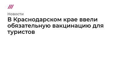Татьяна Голикова - В Краснодарском крае ввели обязательную вакцинацию для туристов - tvrain.ru - Краснодарский край