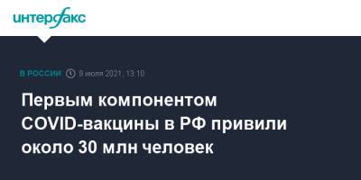 Михаил Мурашко - Первым компонентом COVID-вакцины в РФ привили около 30 млн человек - interfax.ru - Москва - Россия - Белгородская обл. - респ. Чечня - респ.Тыва - Чукотка - окр.Ненецкий