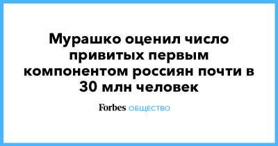 Мурашко оценил число привитых первым компонентом россиян почти в 30 млн человек - forbes.ru - Россия - Белгородская обл. - респ. Чечня - респ.Тыва - Чукотка - окр.Ненецкий