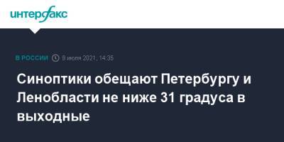 Синоптики обещают Петербургу и Ленобласти не ниже 31 градуса в выходные - interfax.ru - Москва - Ленинградская обл. - Санкт-Петербург - Петербург